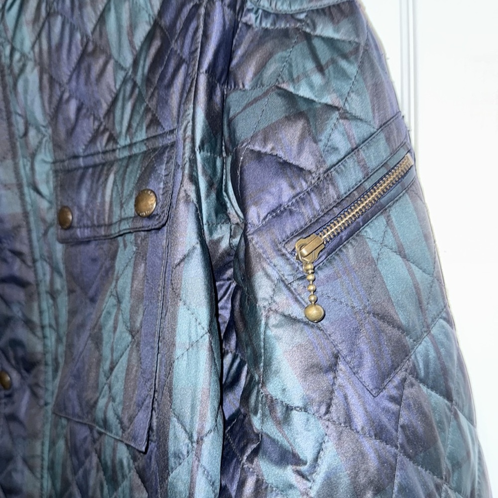 Polo Ralph Lauren Quilted Plaid Coat with Leather Trim Size L - Picture 4 of 14